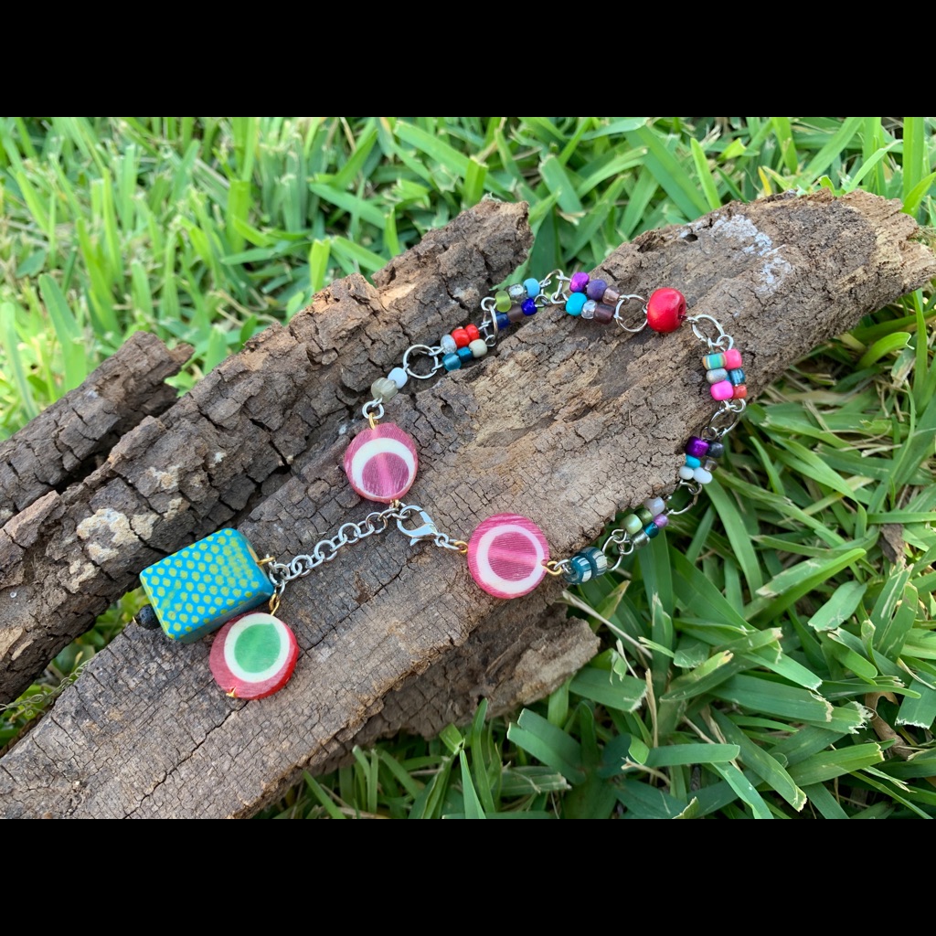 Multicolor Beaded Chain Link Bracelet
